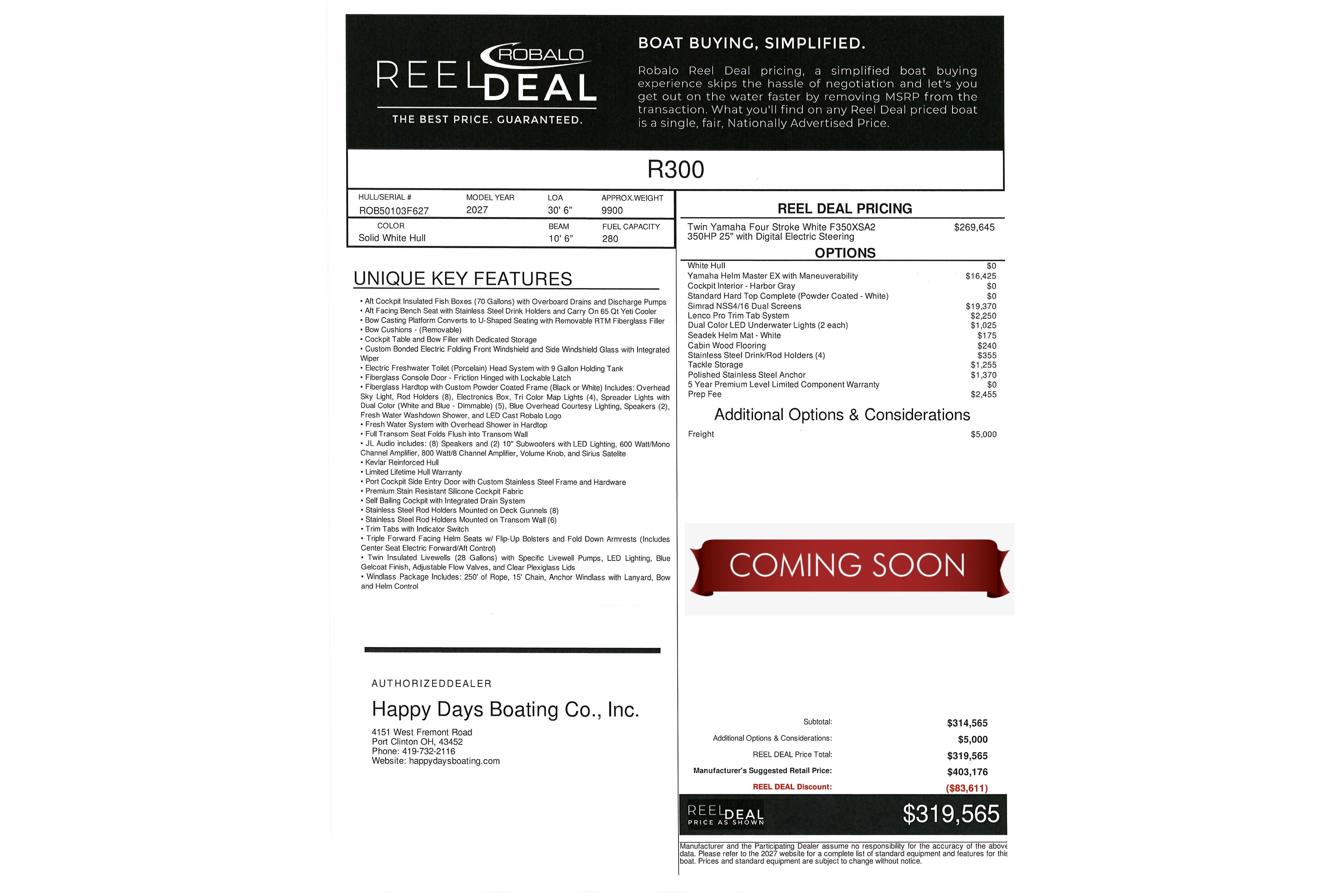2027 Robalo R300 Center Console