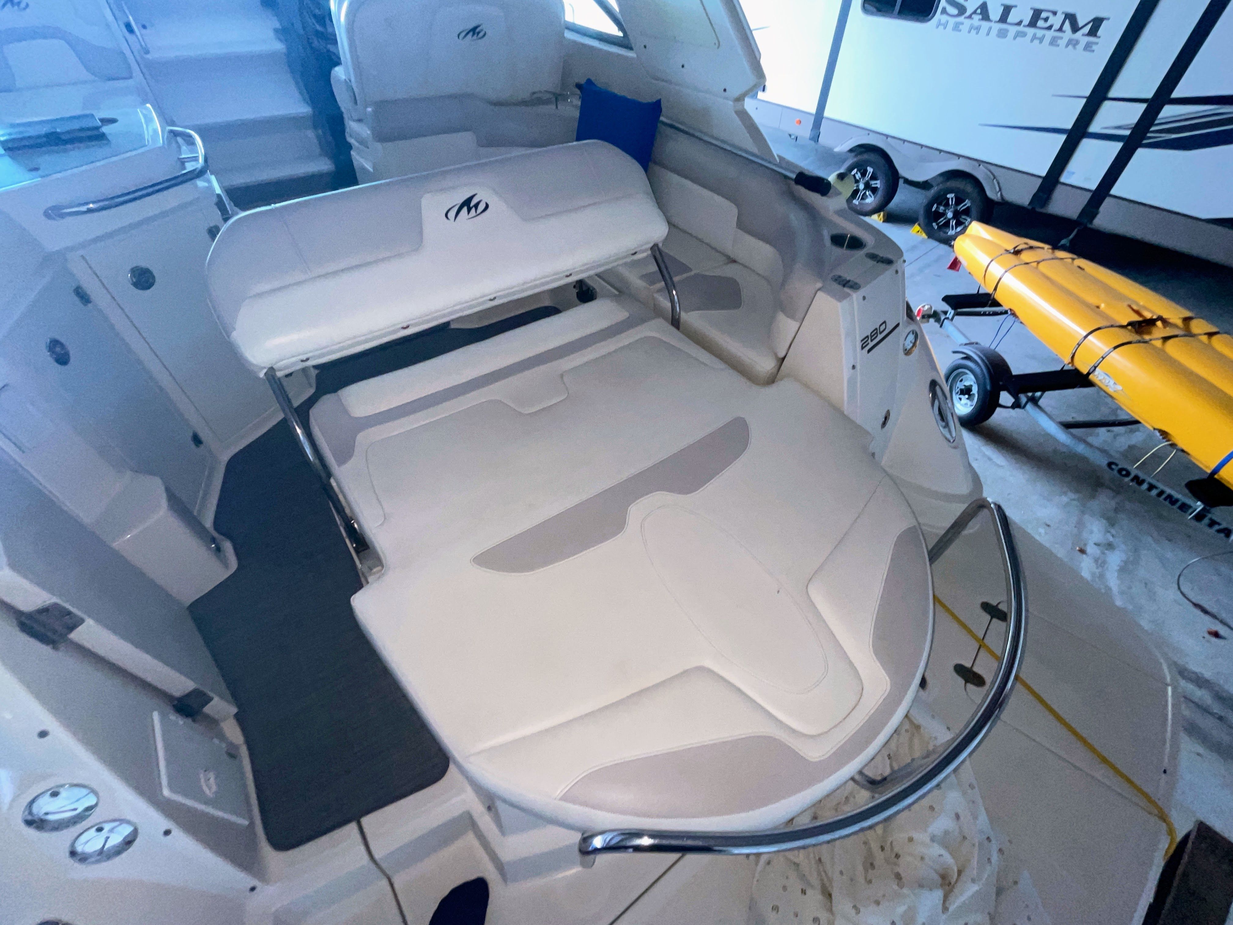 Interior of a 2010 Monterey 280 Sport Cruiser boat.