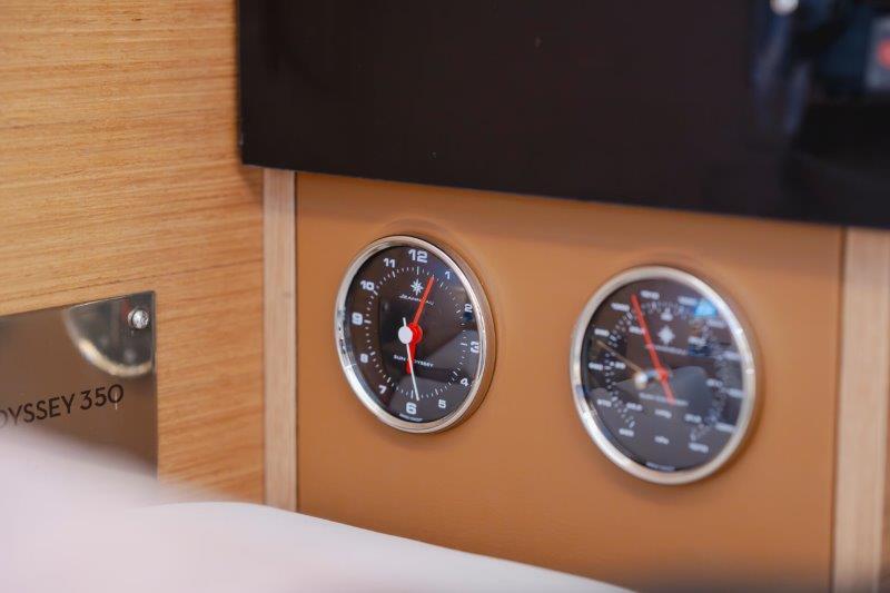 Interior gauges of 2025 Jeanneau Sun Odyssey 350 yacht.