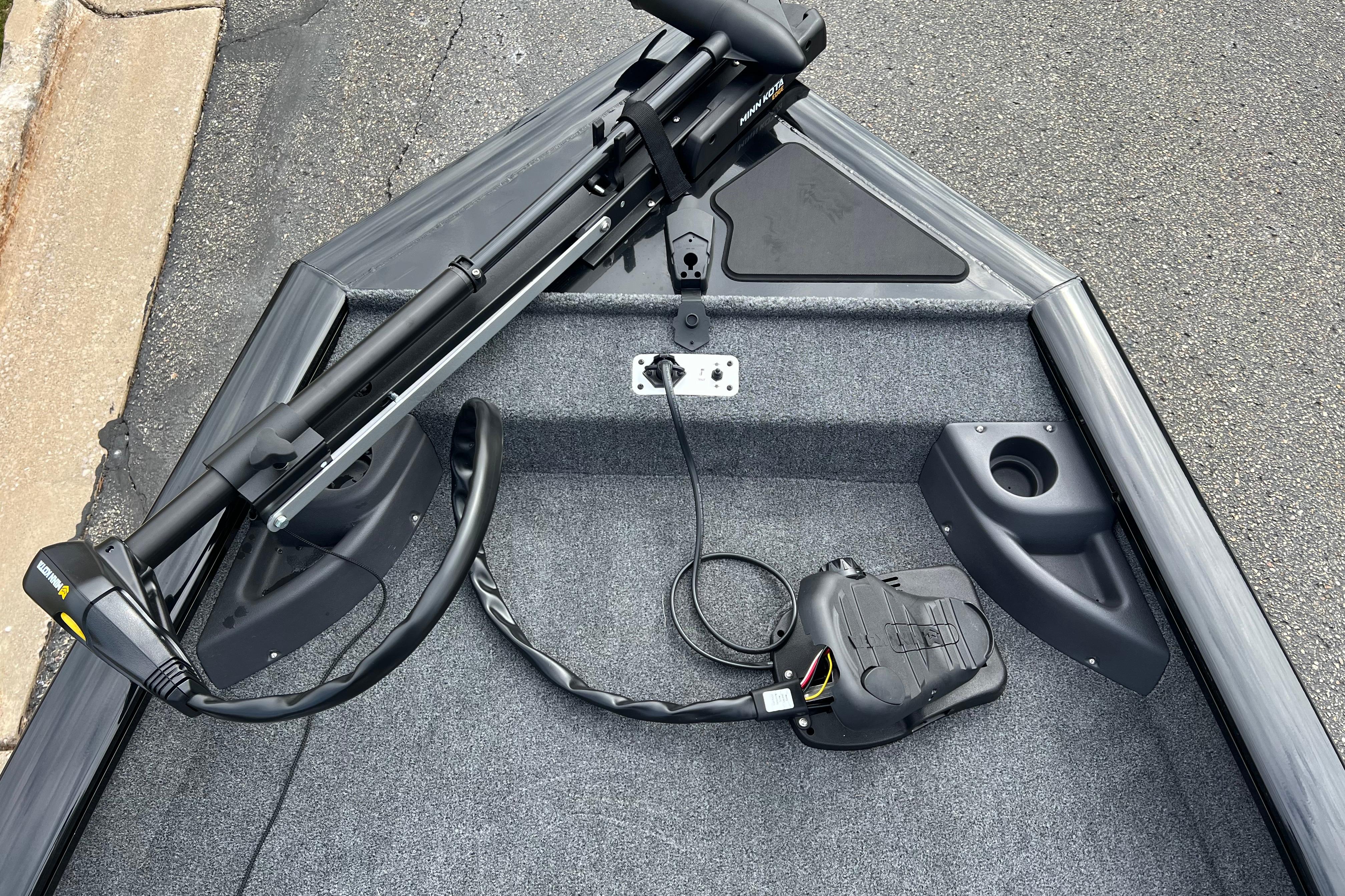 Bow view of 2026 Tracker Pro Team 175 Crappie Edition with trolling motor.