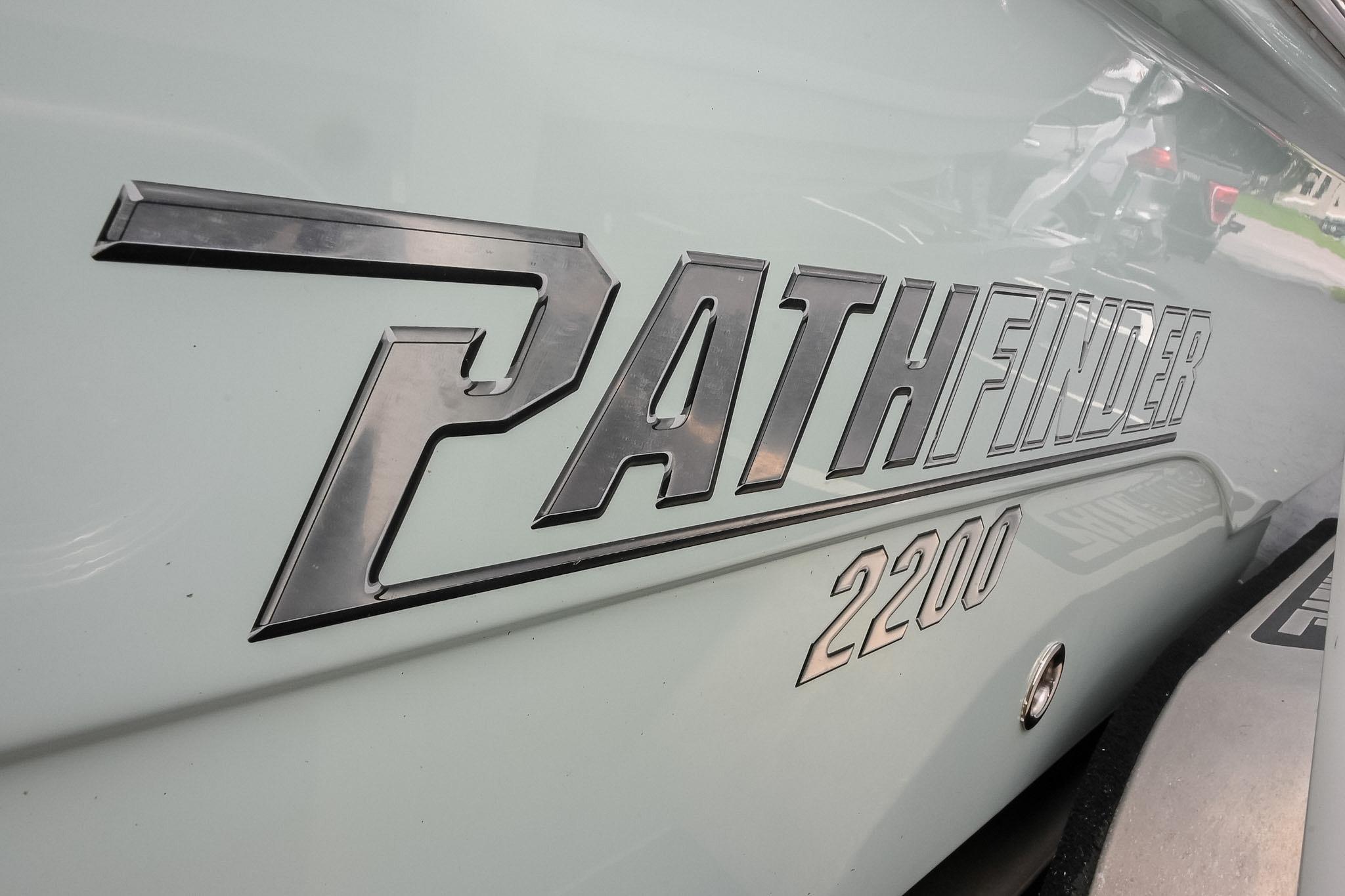 2021 Pathfinder 2200 TRS boat logo on sleek exterior surface.