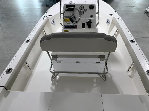 2024 Key West 188 Bay Reef boat interior with console and seating.