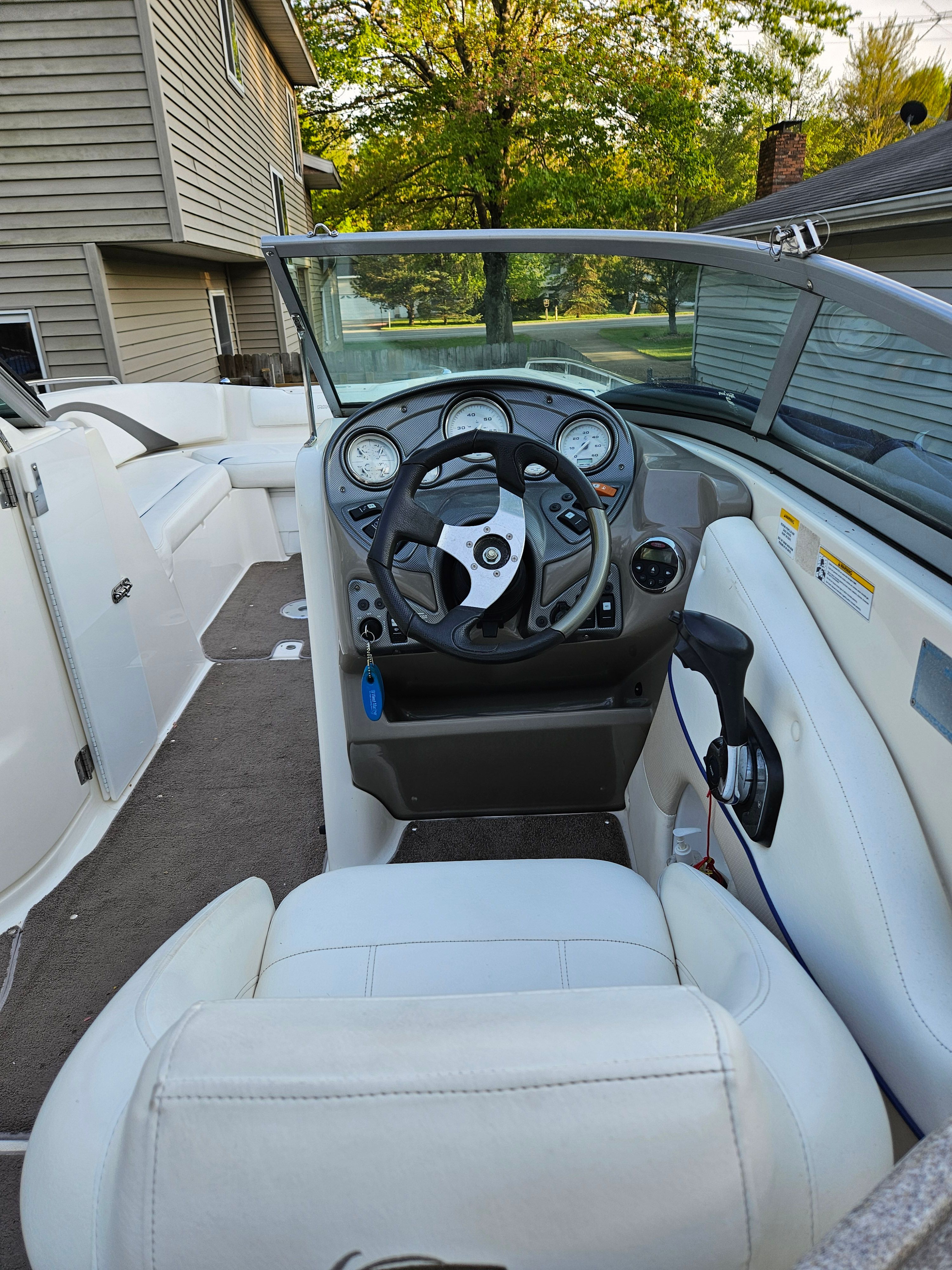 Interior view of a 2009 Rinker Captiva DB boat.