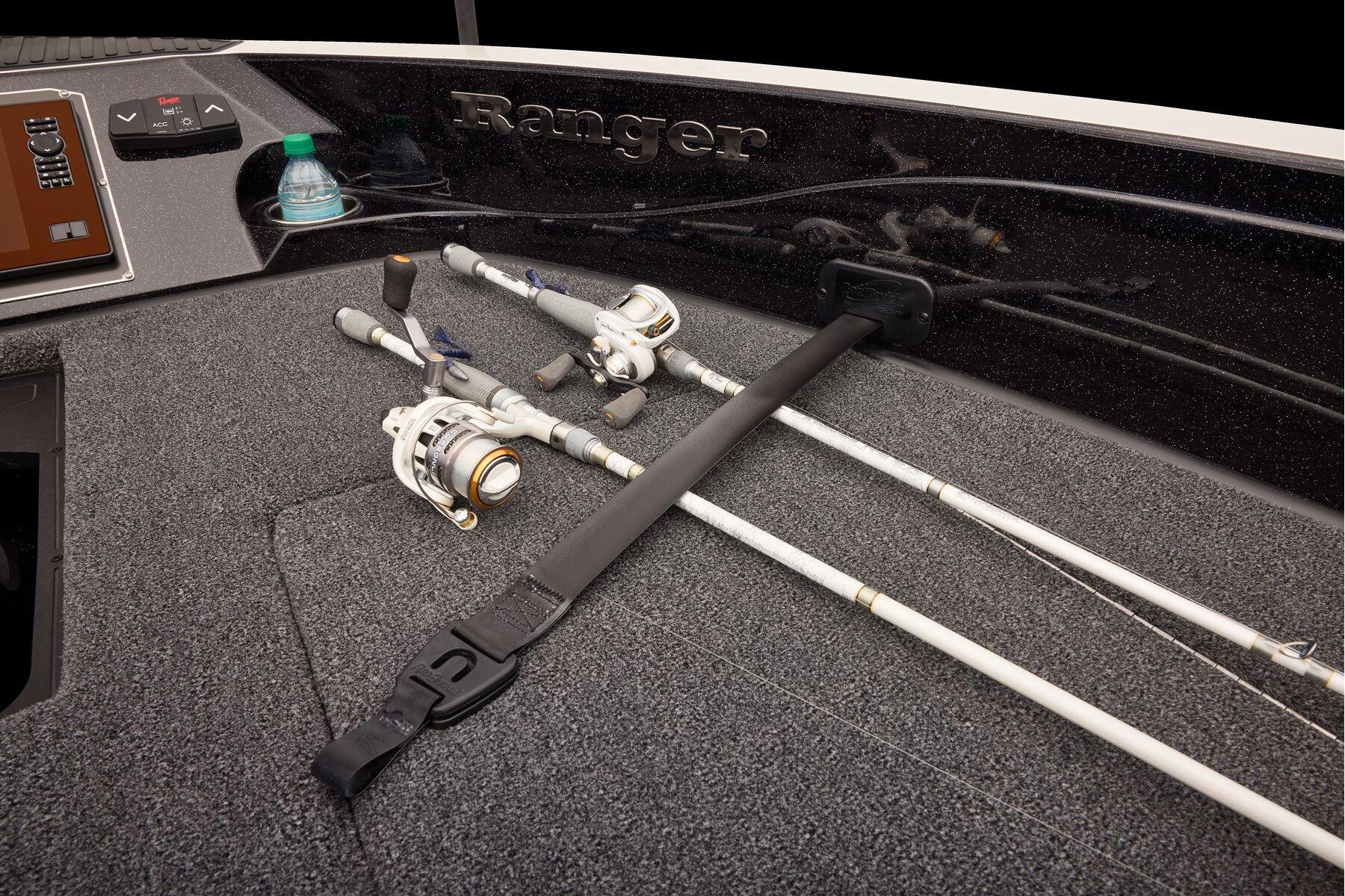 Manufacturer Provided Image: Fishing rods on deck of 2026 Ranger 620xFS Pro boat.