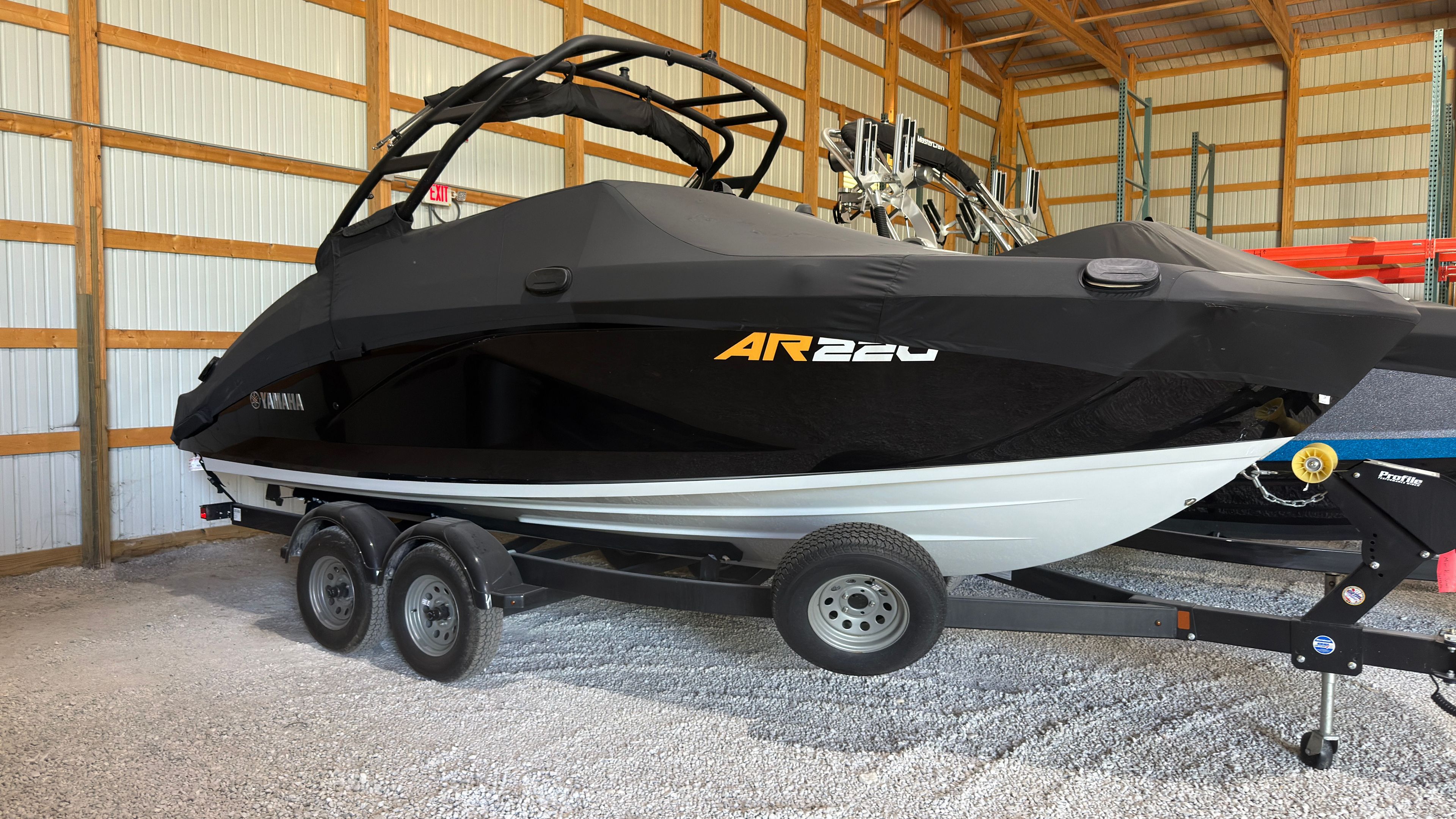 2024 Yamaha AR220 boat in storage on trailer.