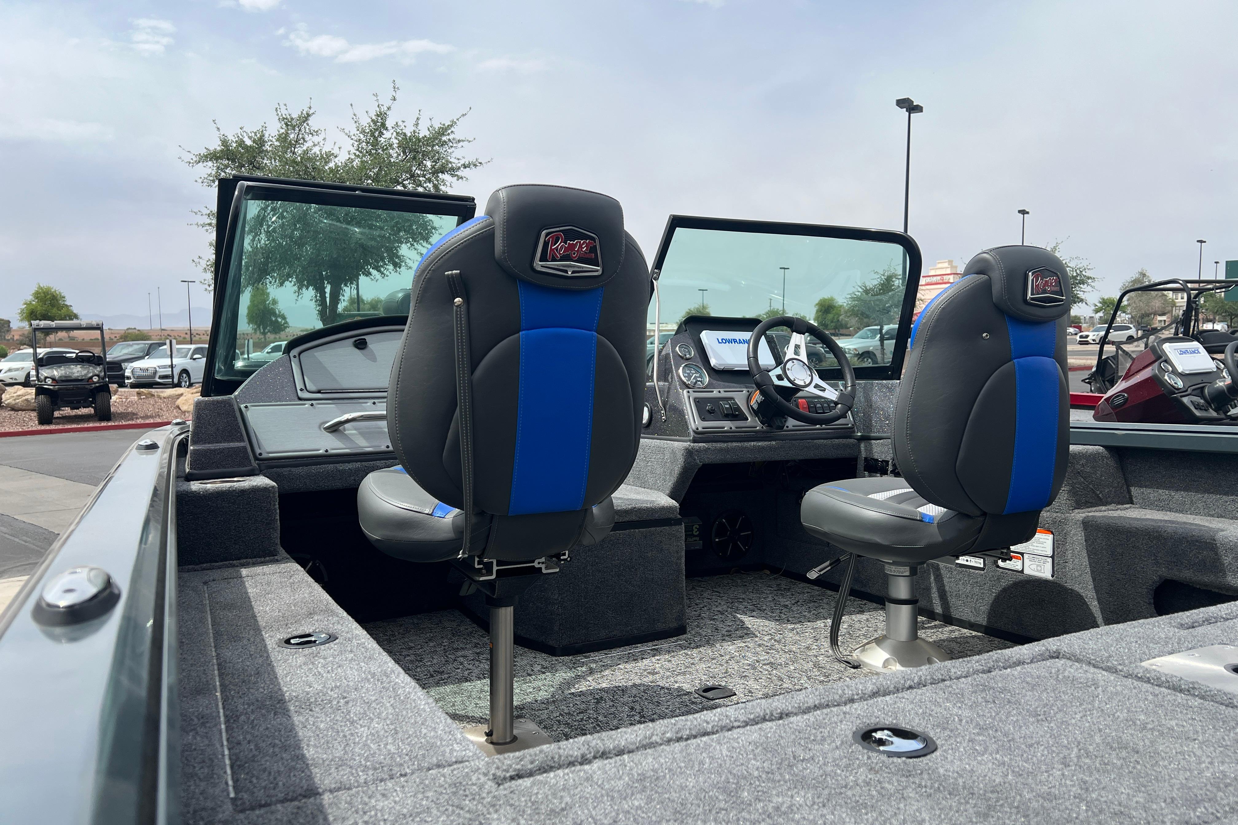 2026 Ranger VS1682SC Angler boat interior with dual seats and steering console.