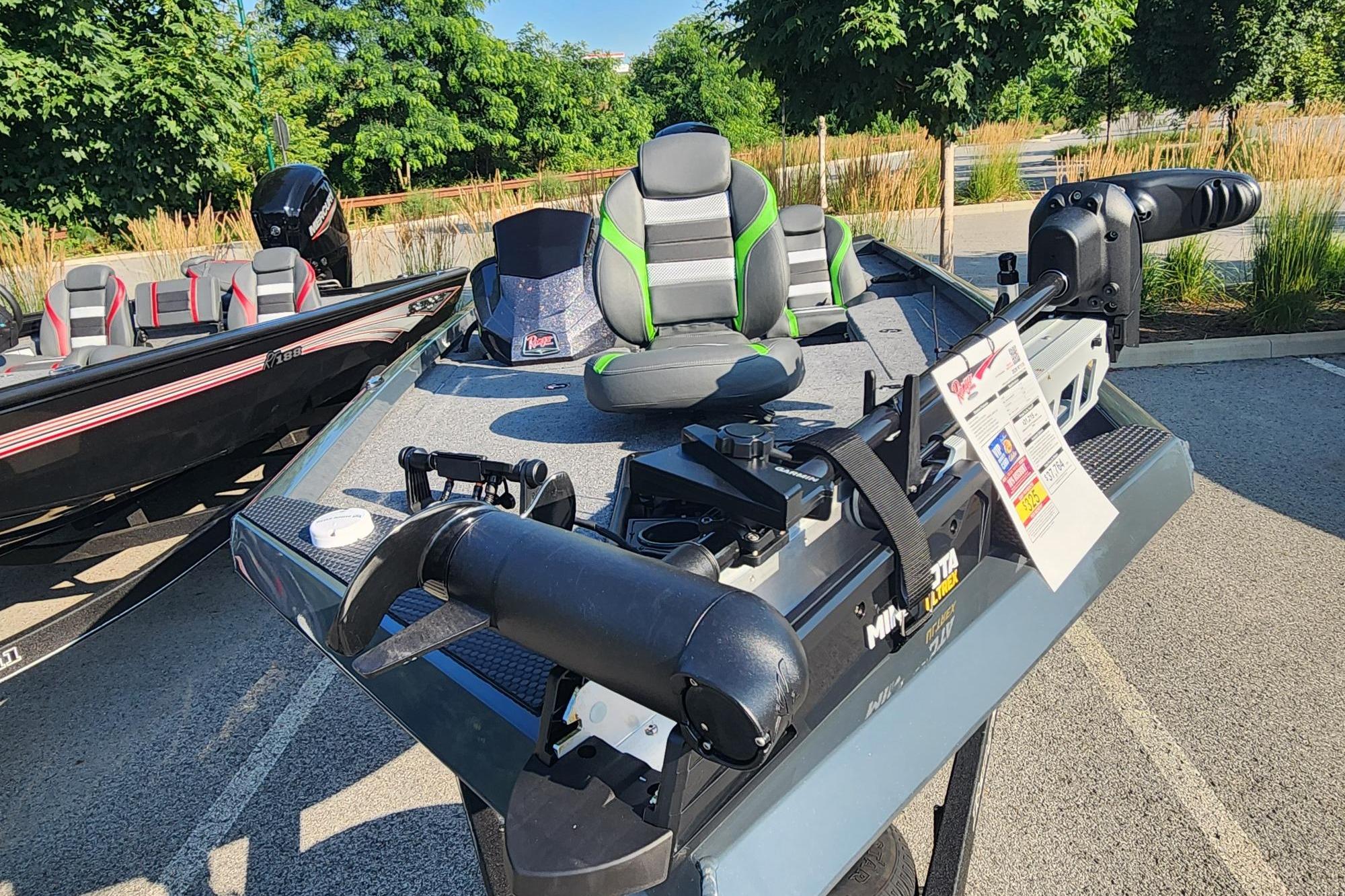 2026 Ranger RT178 fishing boat with modern seating and equipment, displayed outdoors.