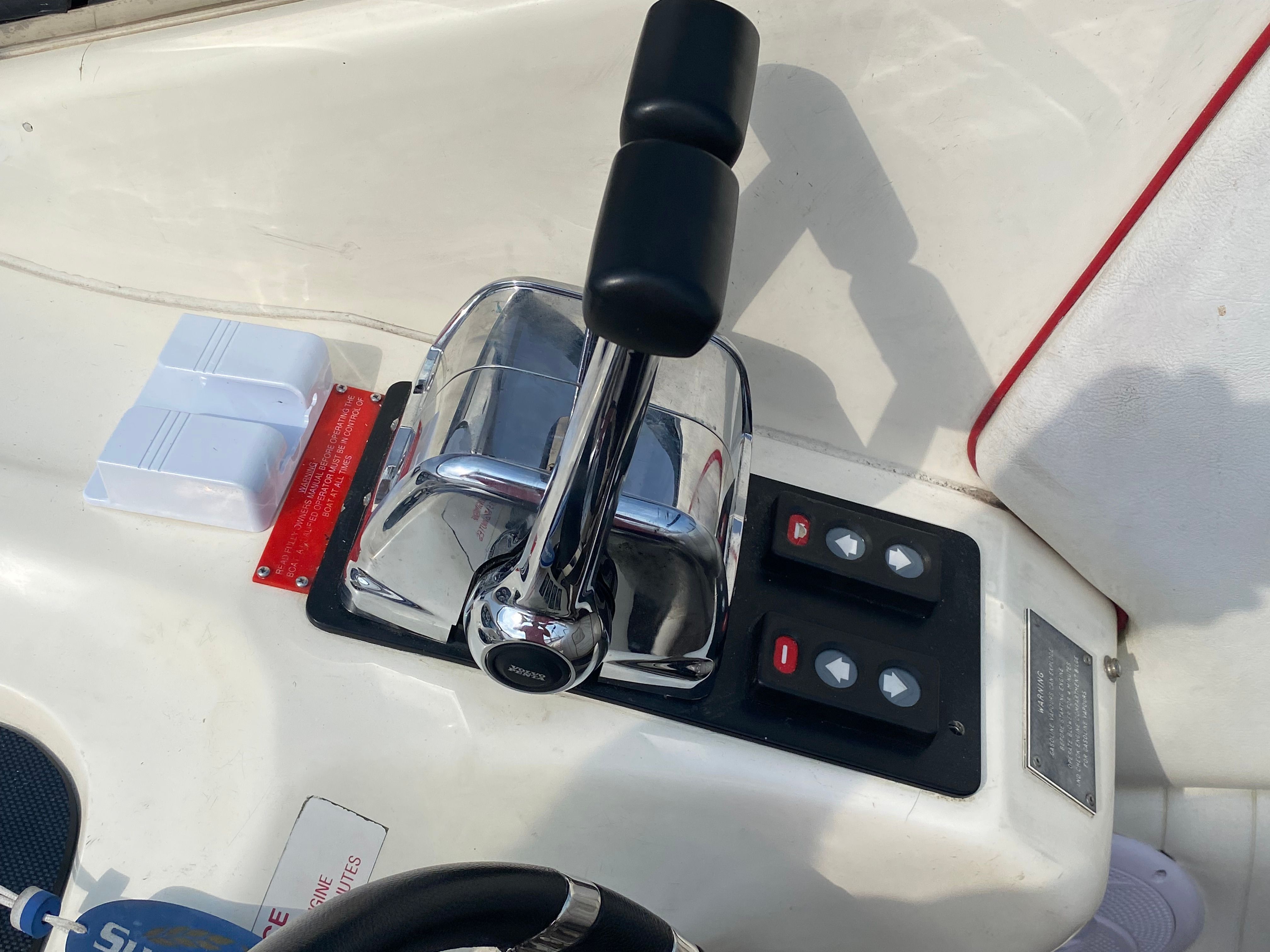 Control console of a 1994 Sunseeker Hawk 31.