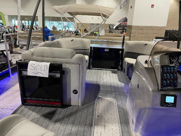 2022 Starcraft SLS-3Q DH pontoon boat interior with Sold sign.