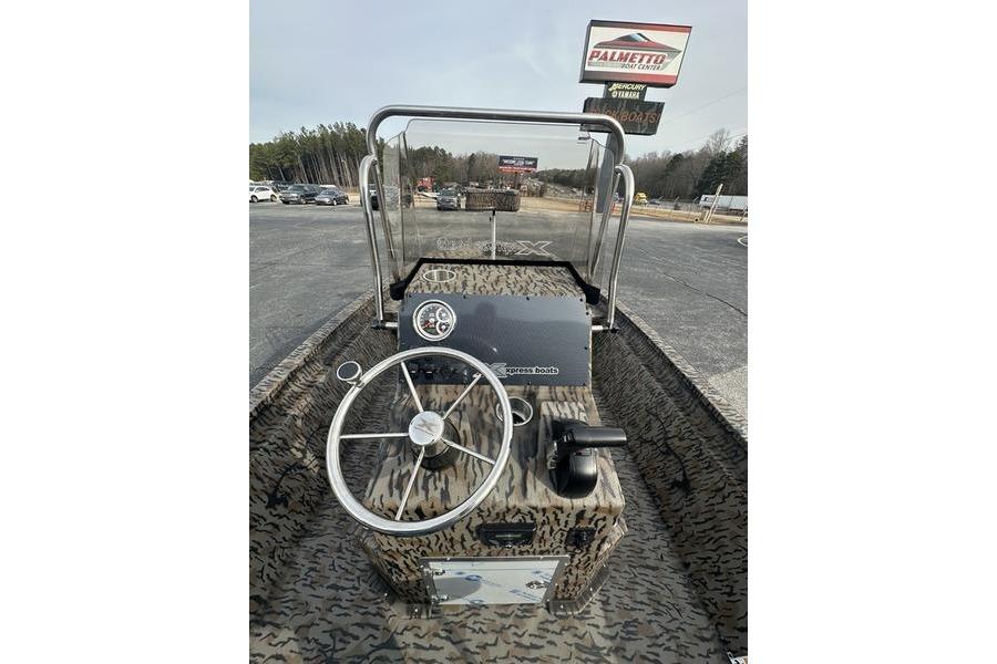 2026 Xpress H190B Bay boat interior with steering wheel and dashboard controls.