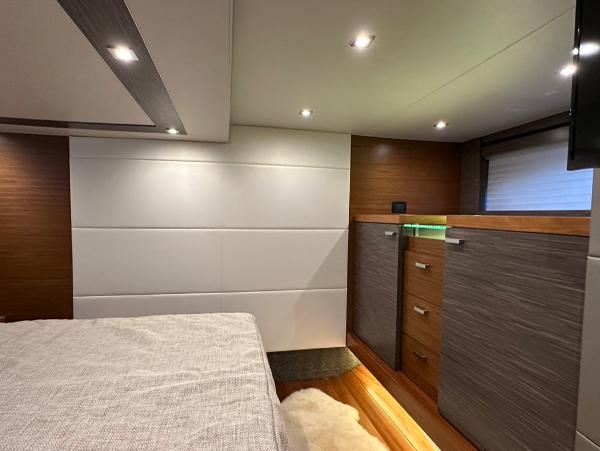 2019 Tiara Yachts C53 interior cabin with modern design and ambient lighting.