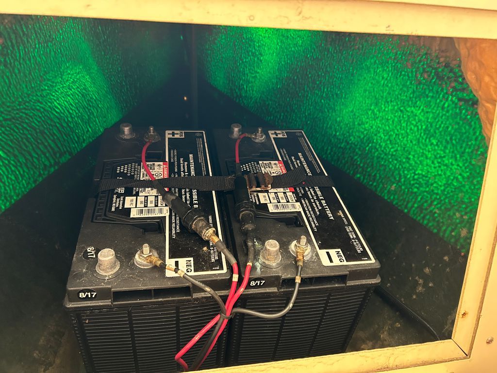 Batteries in 1995 Elco Launchboat with green lighting.