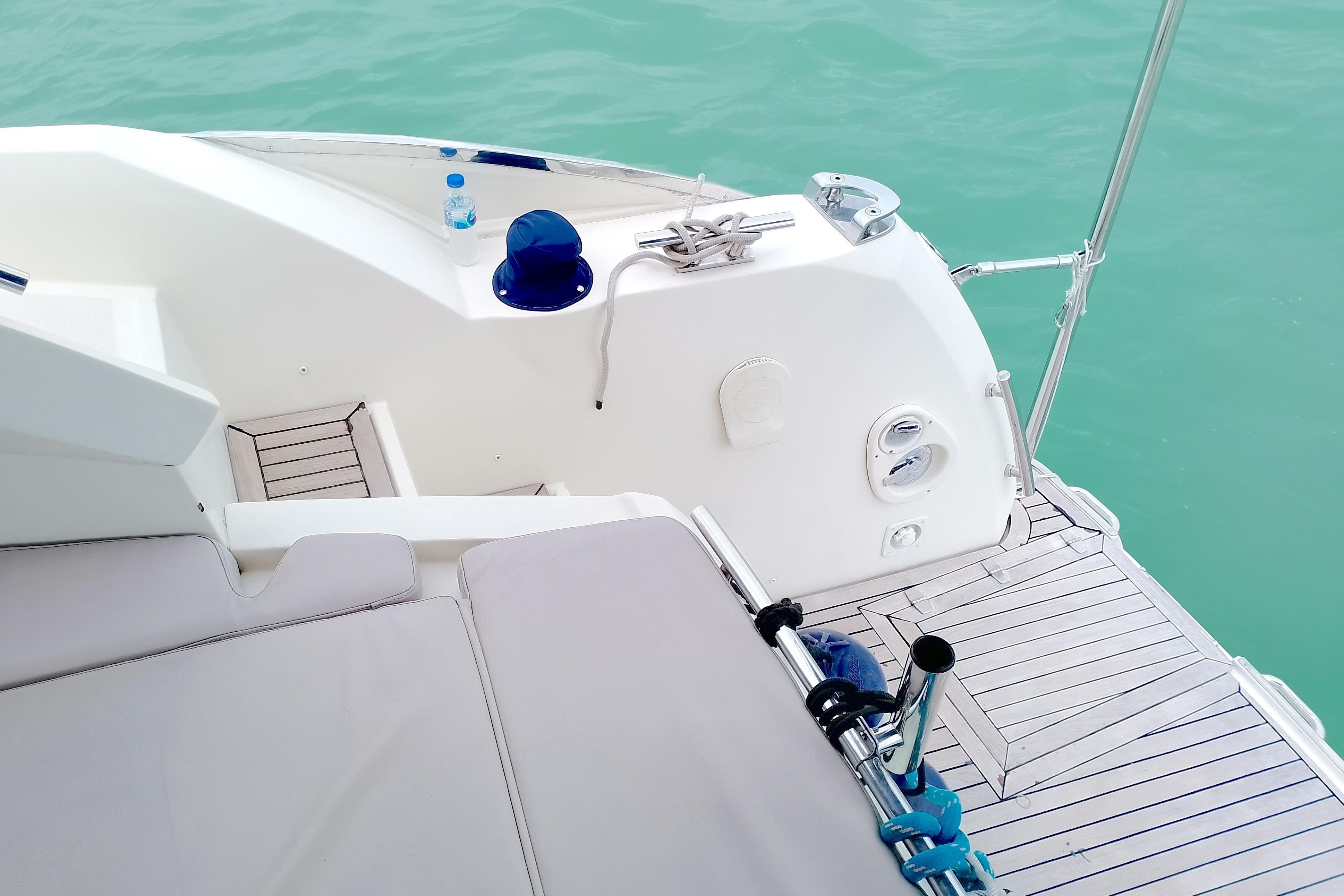 2007 Azimut Atlantis 50 yacht deck with seating and ocean view.