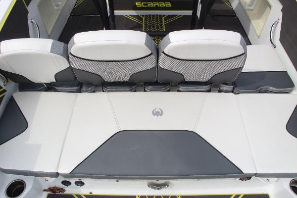 2023 Scarab 255 Open ID boat interior with stylish seating and modern design.