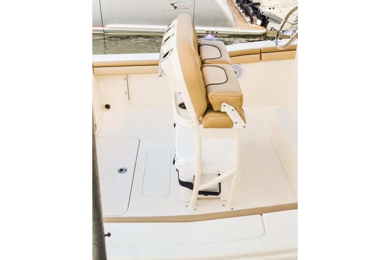 Manufacturer Provided Image: 2025 Scout 215 XSF boat interior with tan seating and white deck.