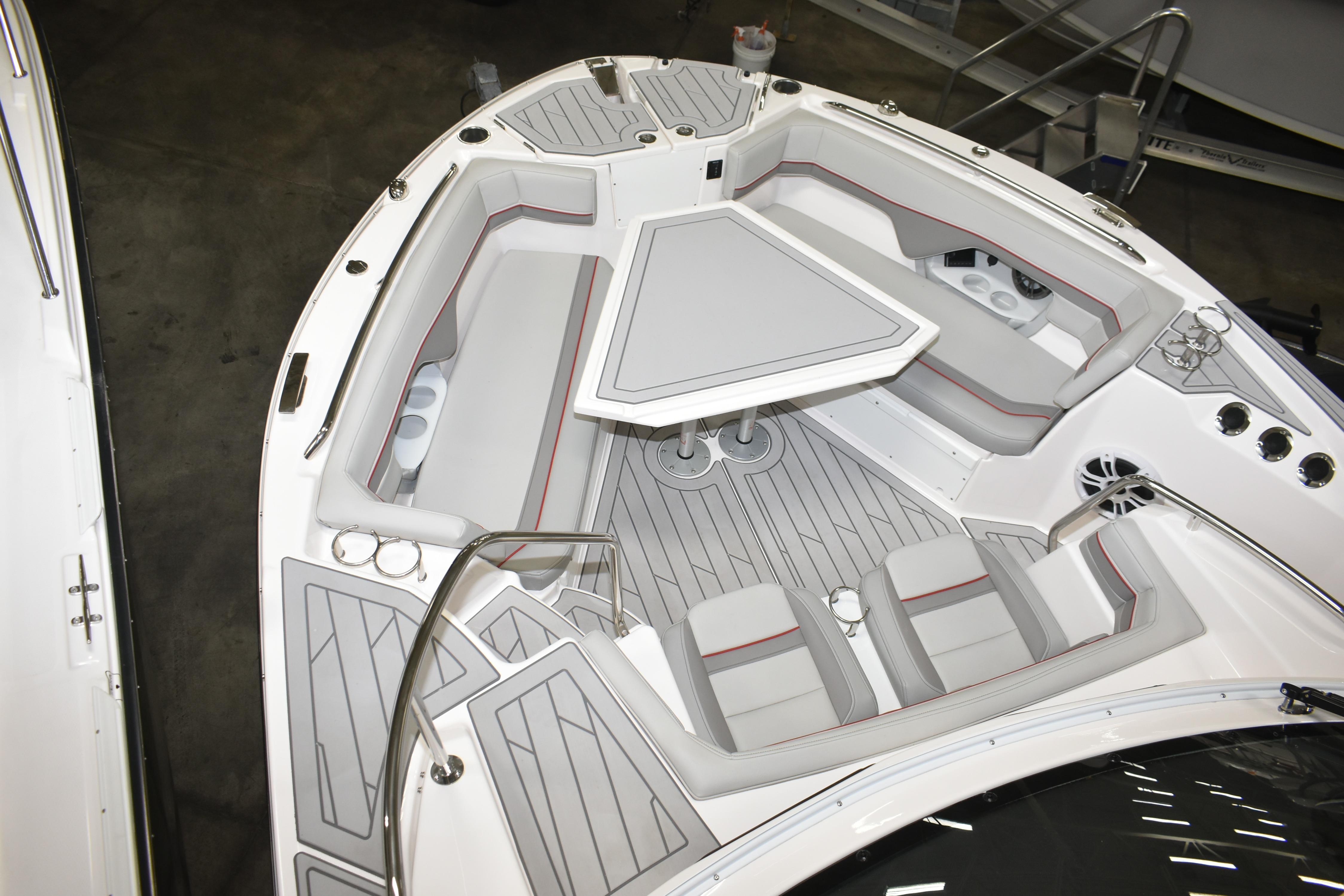 2025 Solara S-310 CW boat interior with sleek seating and modern design.