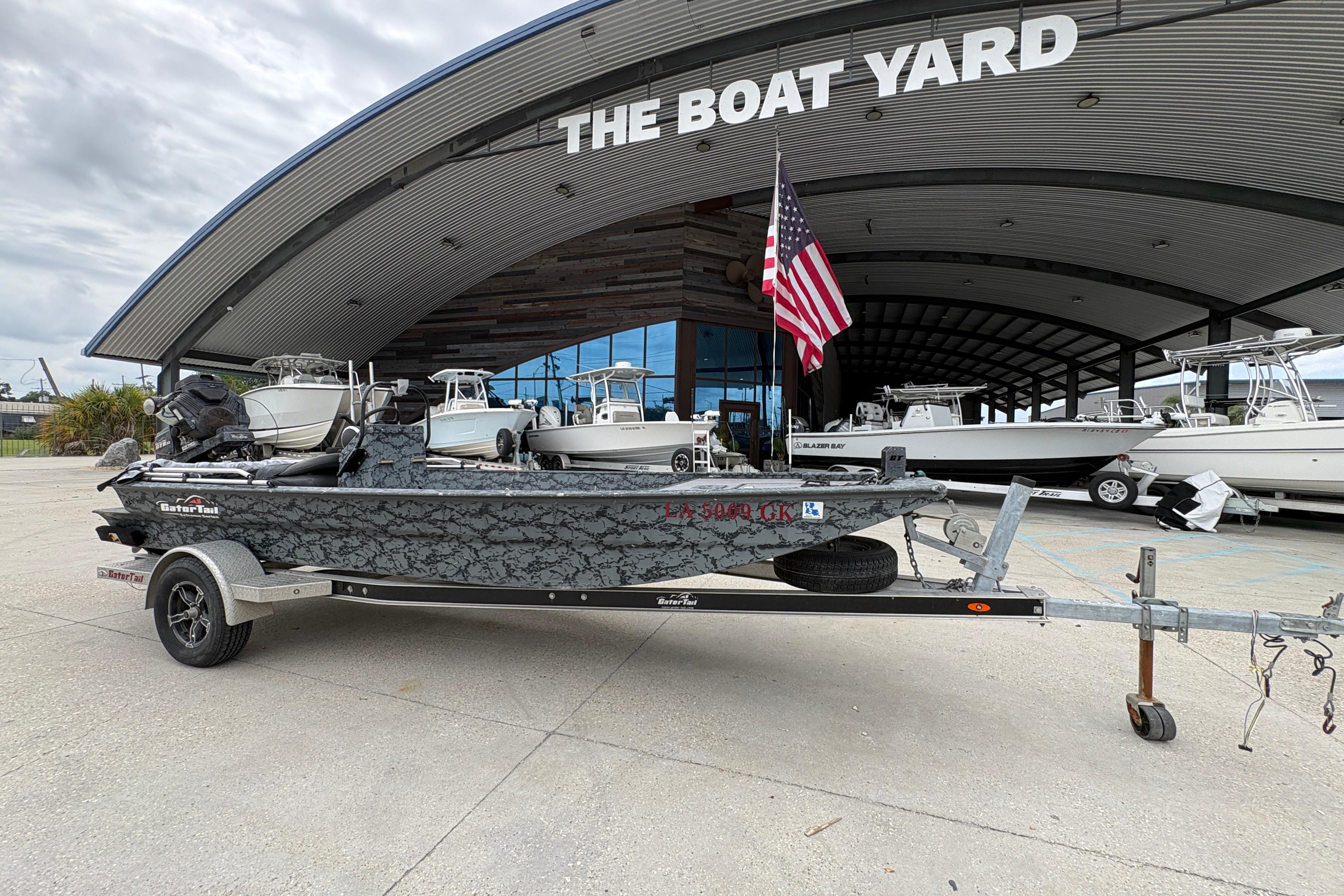 2020 Gator Tail Extreme boat on trailer at The Boat Yard dealership.