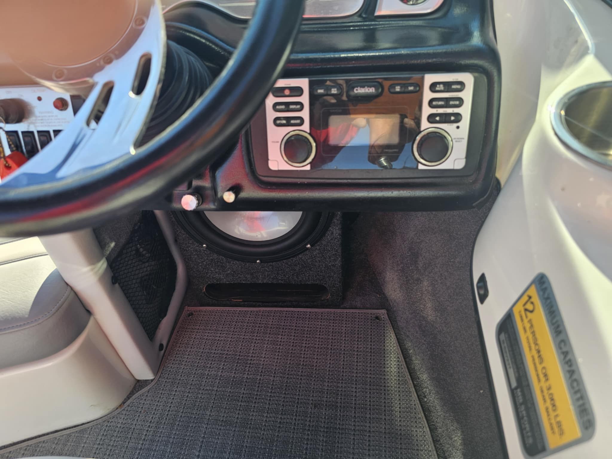 Interior of a 2006 MB PIGPR with controls and speaker.