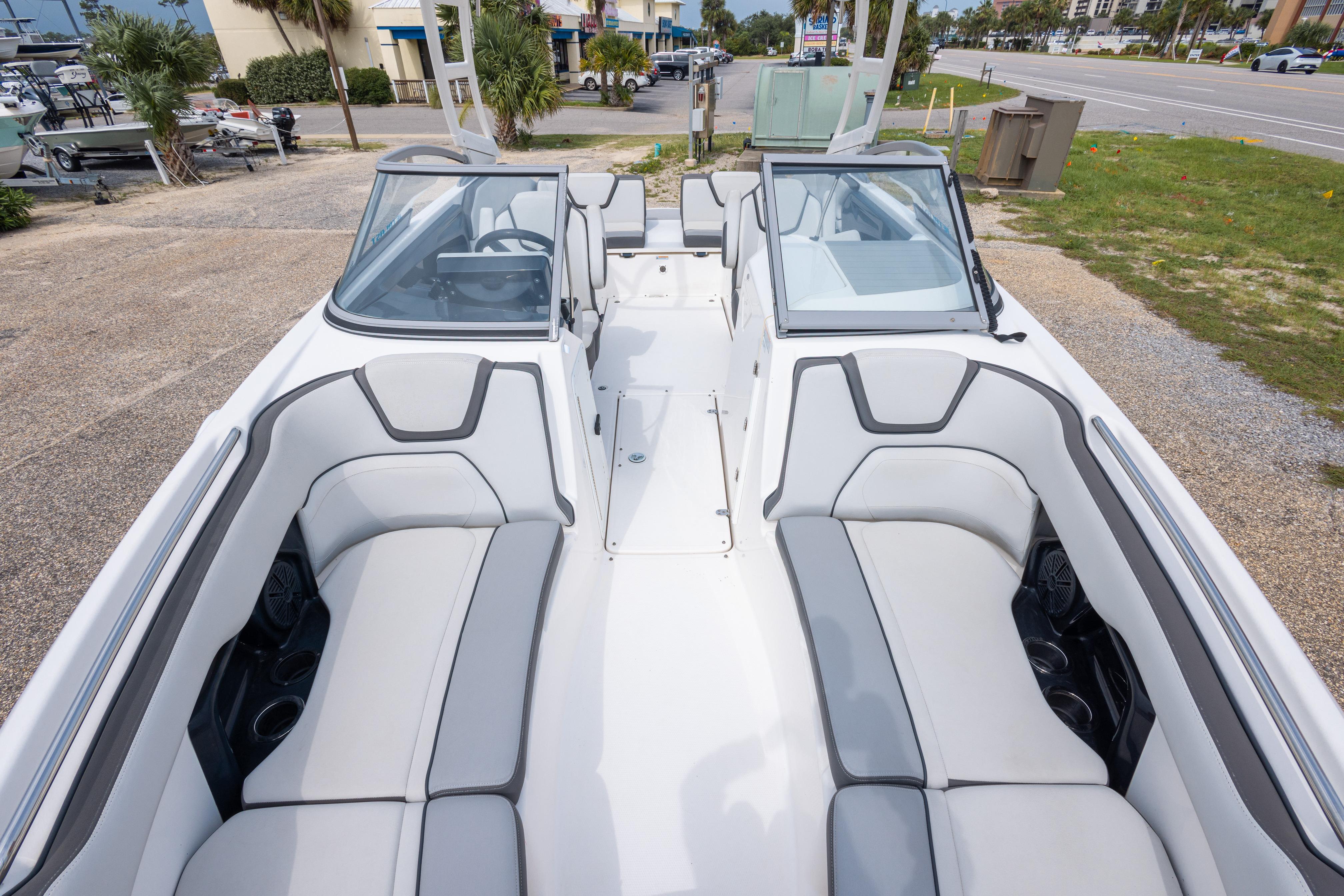 2021 Yamaha Boats AR250 interior with sleek seating and modern design.