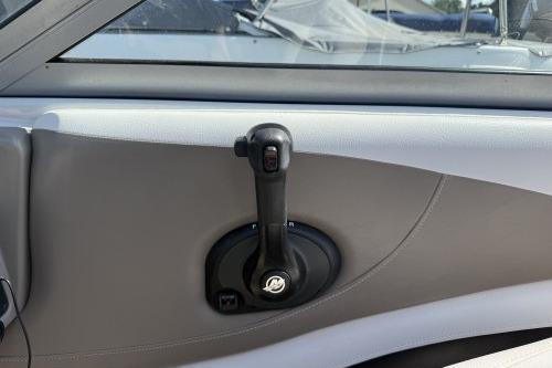 Interior throttle control of a 2012 Crownline 215 SS boat.