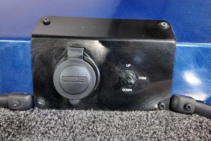 2024 Lowe Stinger 198 boat trim control panel with plug socket.