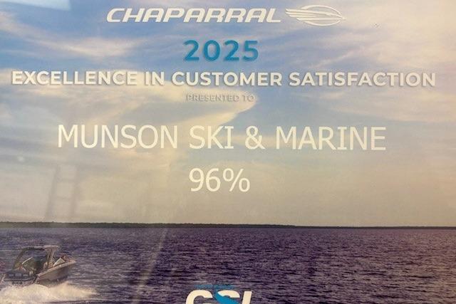 Chaparral 2025 award for customer satisfaction, Munson Ski & Marine, 96% rating.