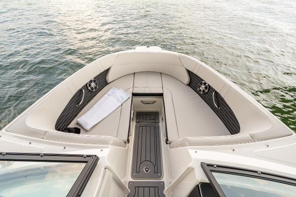 Manufacturer Provided Image: 2023 Sea Ray SPX 230 OB boat bow seating area with water view.