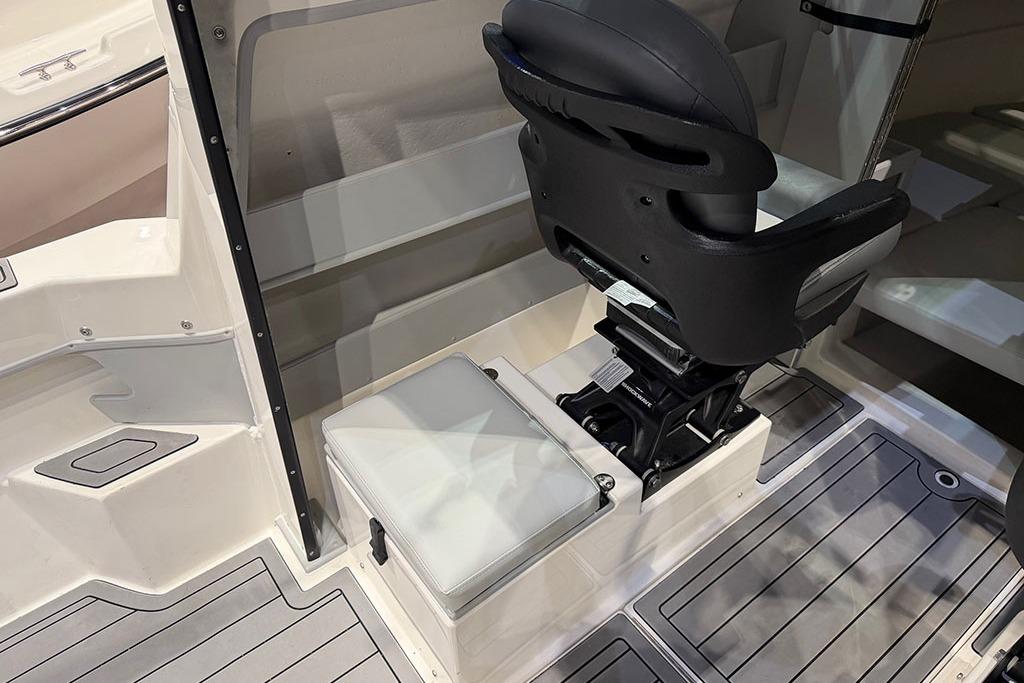 2027 Arima Sea Ranger 21 Hardtop interior with cushioned seating and modern design.