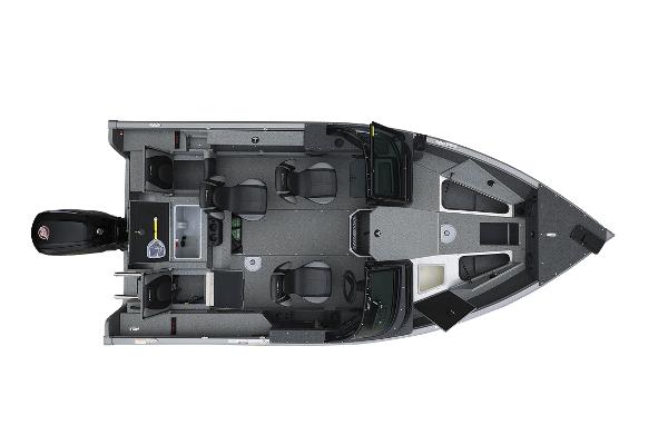 Manufacturer Provided Image: 2025 Lund 1775 Impact XS Sport boat, top view, showcasing seating and layout.