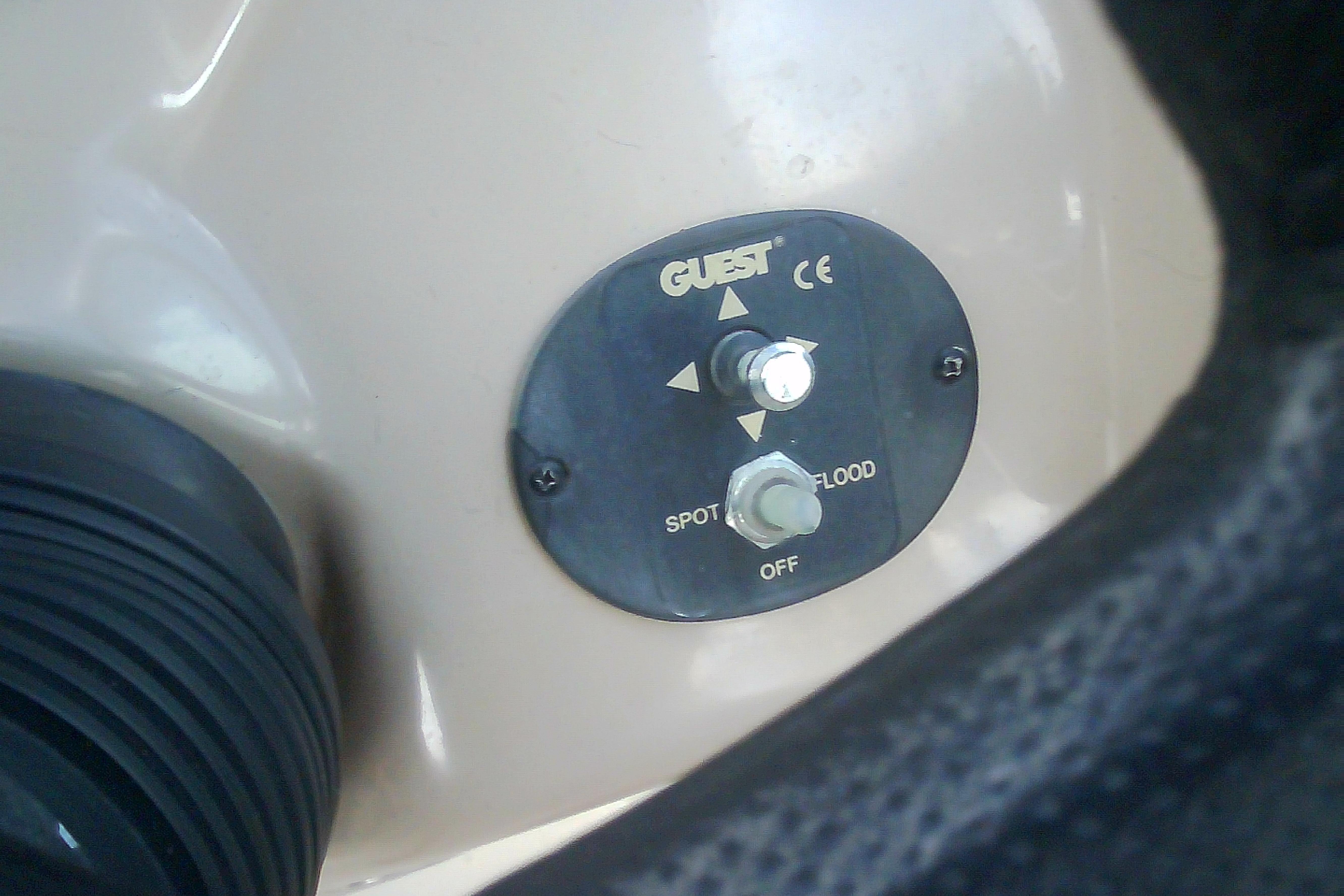 Control panel for spotlight and floodlight on 2005 Sea Ray 300 Sundancer boat.