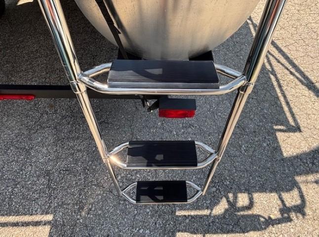 Stainless steel ladder on 2026 Sun Tracker Bass Buggy 18 DLX pontoon boat.