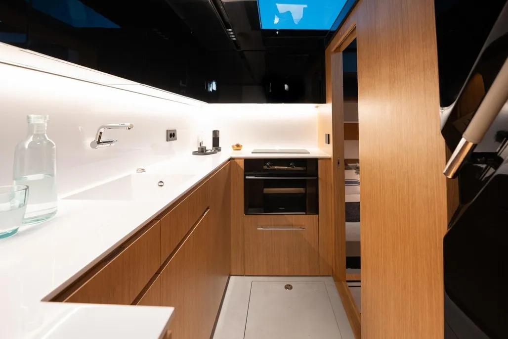 Modern kitchen on the De Antonio Yachts D60, 2026 model.