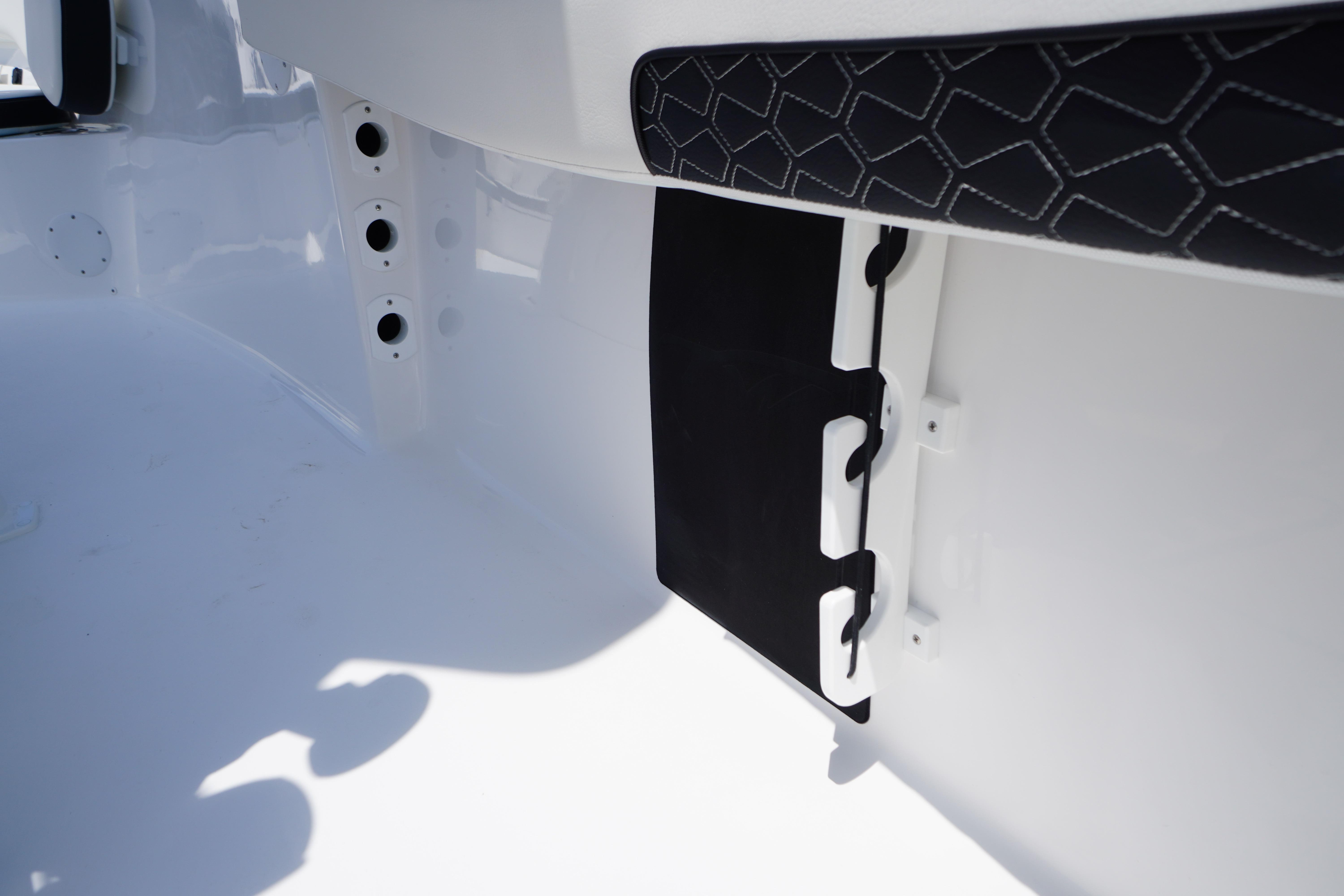 Interior detail of 2027 Tidewater 220 CC Adventure boat, featuring sleek design elements.