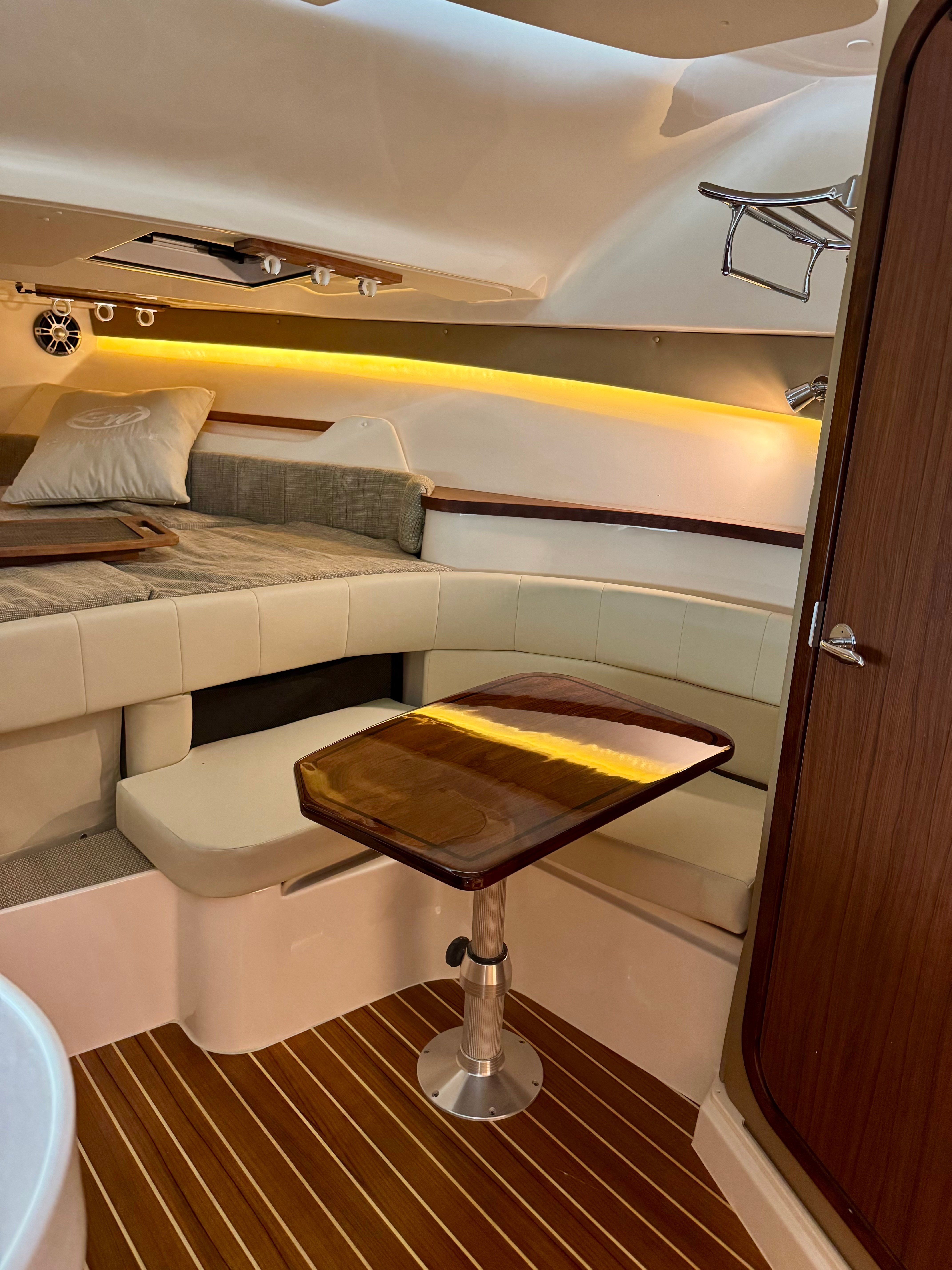 Interior of Grady-White Express 330 yacht, 2025 model.