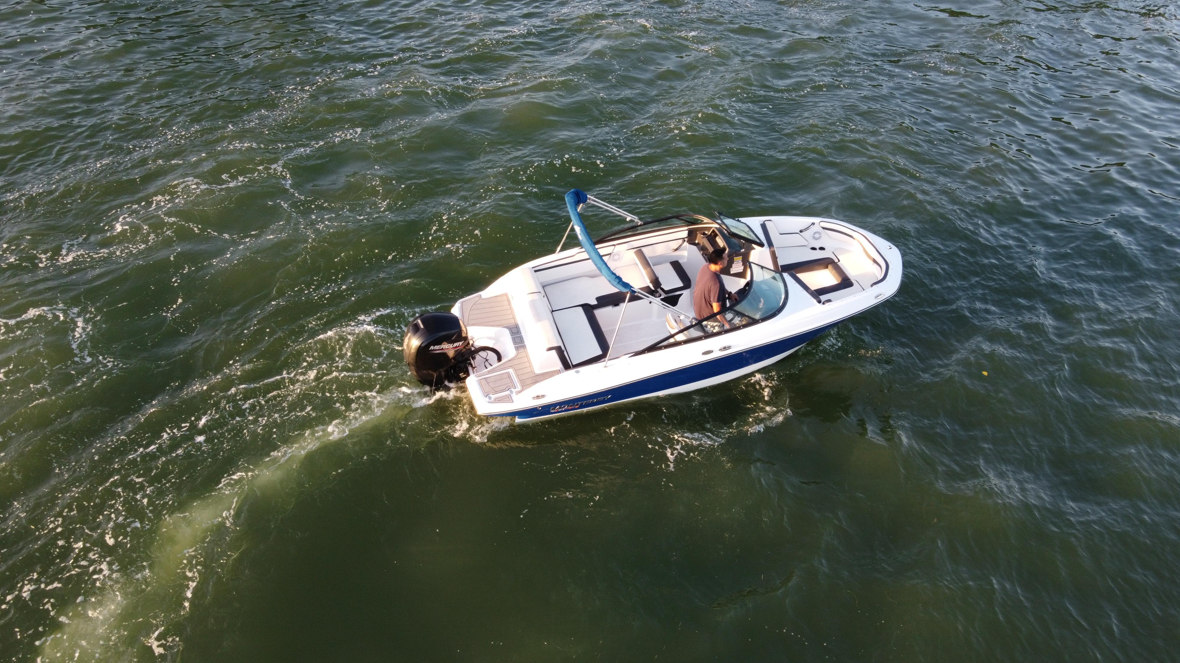 2020 Monterey M205 boat cruising on open water.