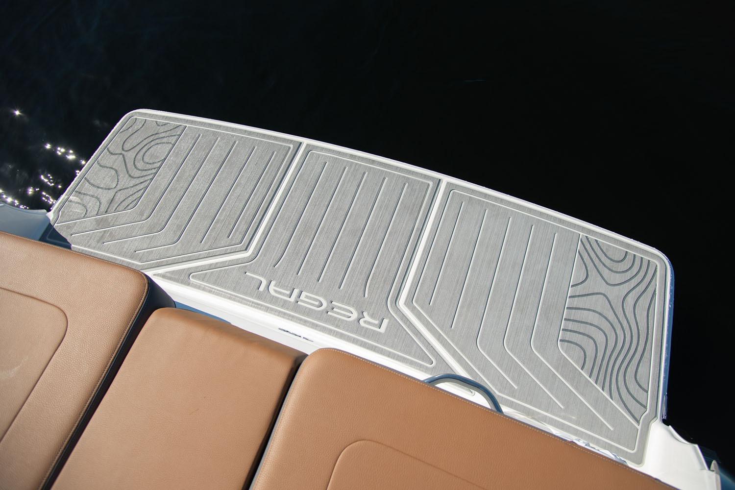 Manufacturer Provided Image: 2026 Regal LS2 Surf boat swim platform with textured design and brown seating.