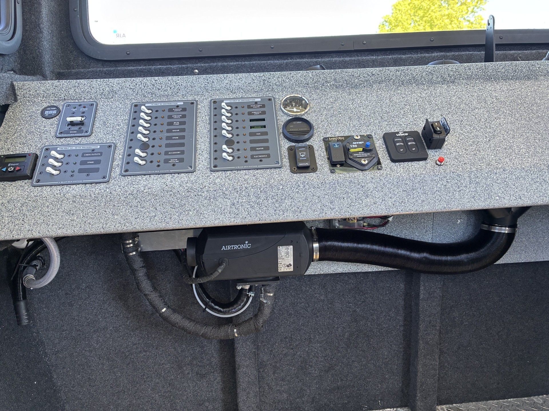 Dashboard of a 2026 Custom Landing Craft with control panel.