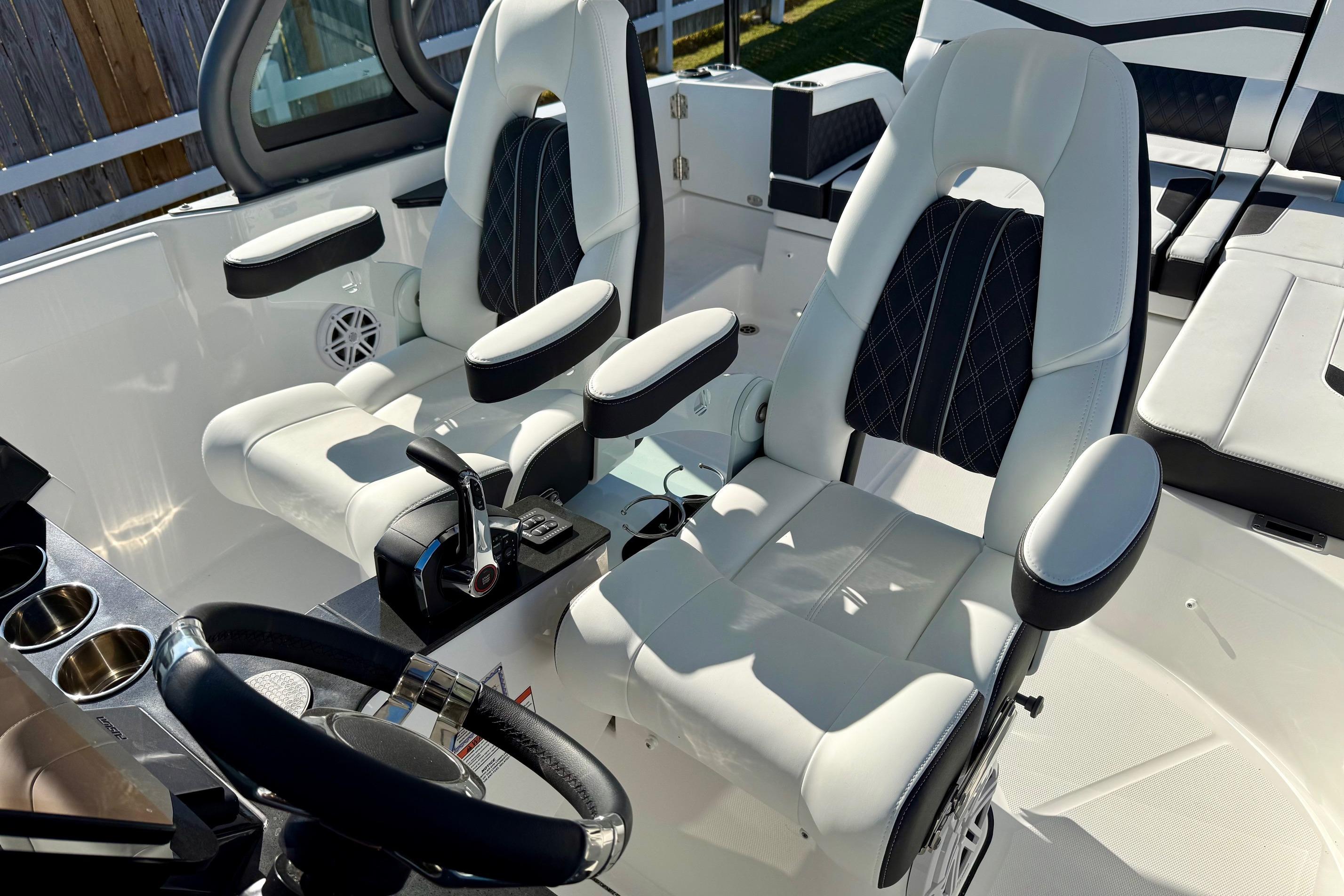 Interior of 2026 Monterey Elite 27 OB with luxurious seating.