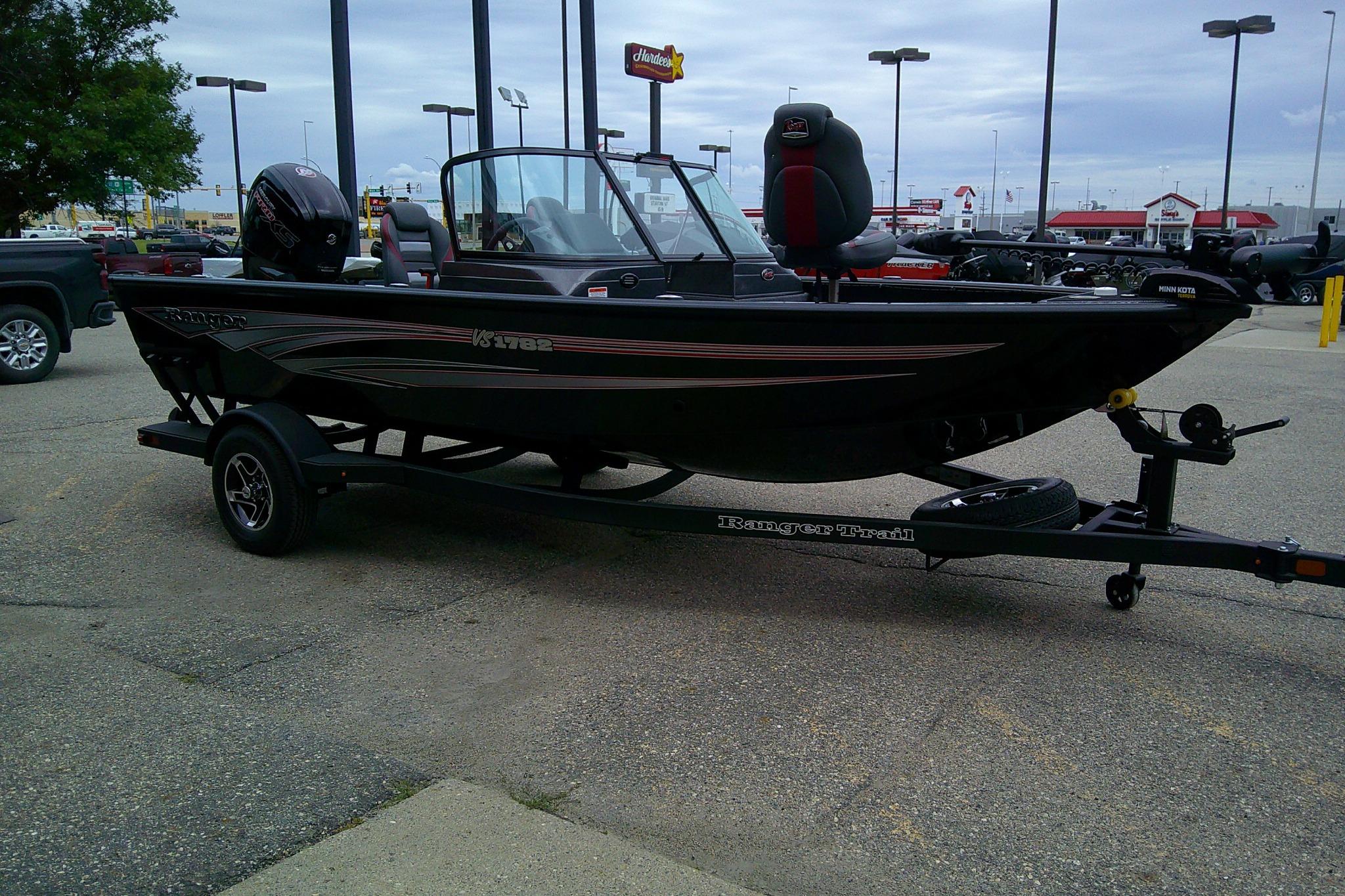 2026 Ranger VS1782SC Reata boat on trailer in parking lot.