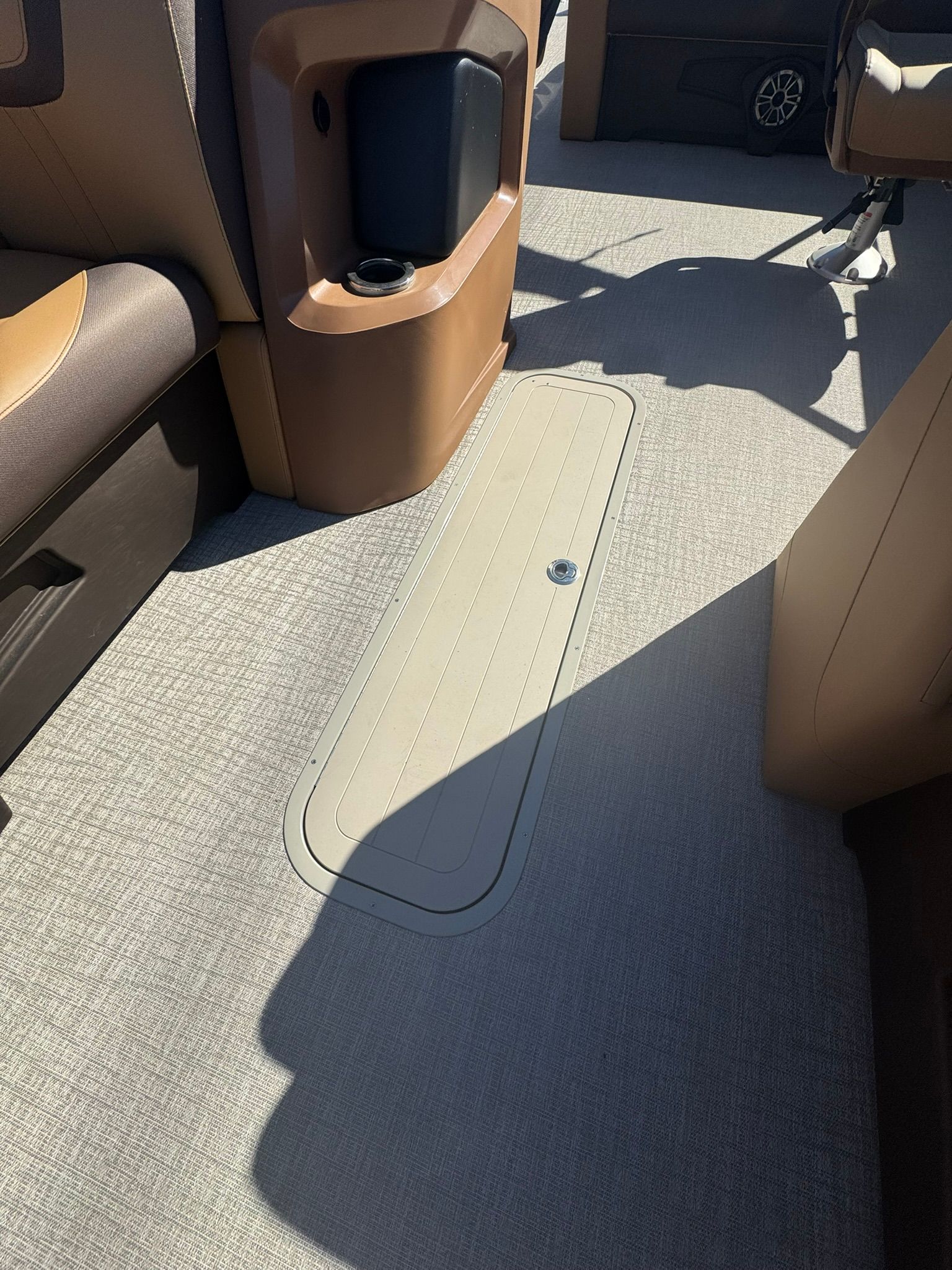 Interior of 2025 Tahoe 2585 LTZ VRB with floor hatch.