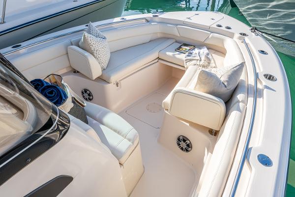 Manufacturer Provided Image: 2024 Grady-White Canyon 271 boat interior with cushioned seating and pillows.