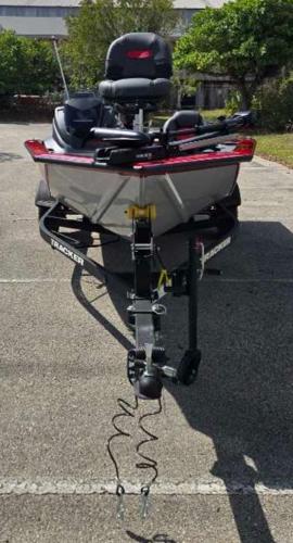 2025 Tracker Pro Team 175 boat on trailer in outdoor setting.