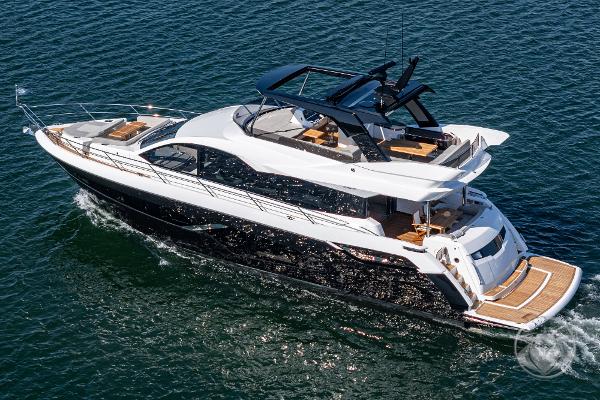 2025 Sunseeker Manhattan 68 luxury yacht cruising on open water.