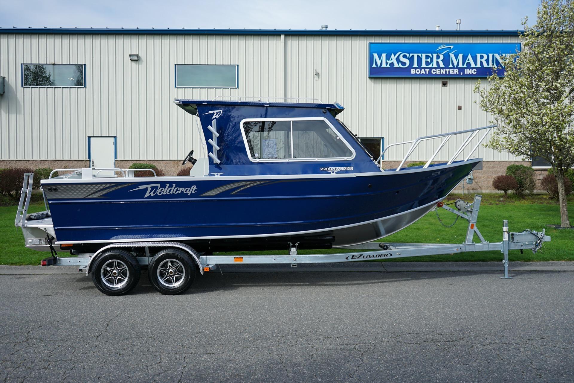 2026 Weldcraft 220 Ocean King boat on trailer at Master Marine Boat Center.