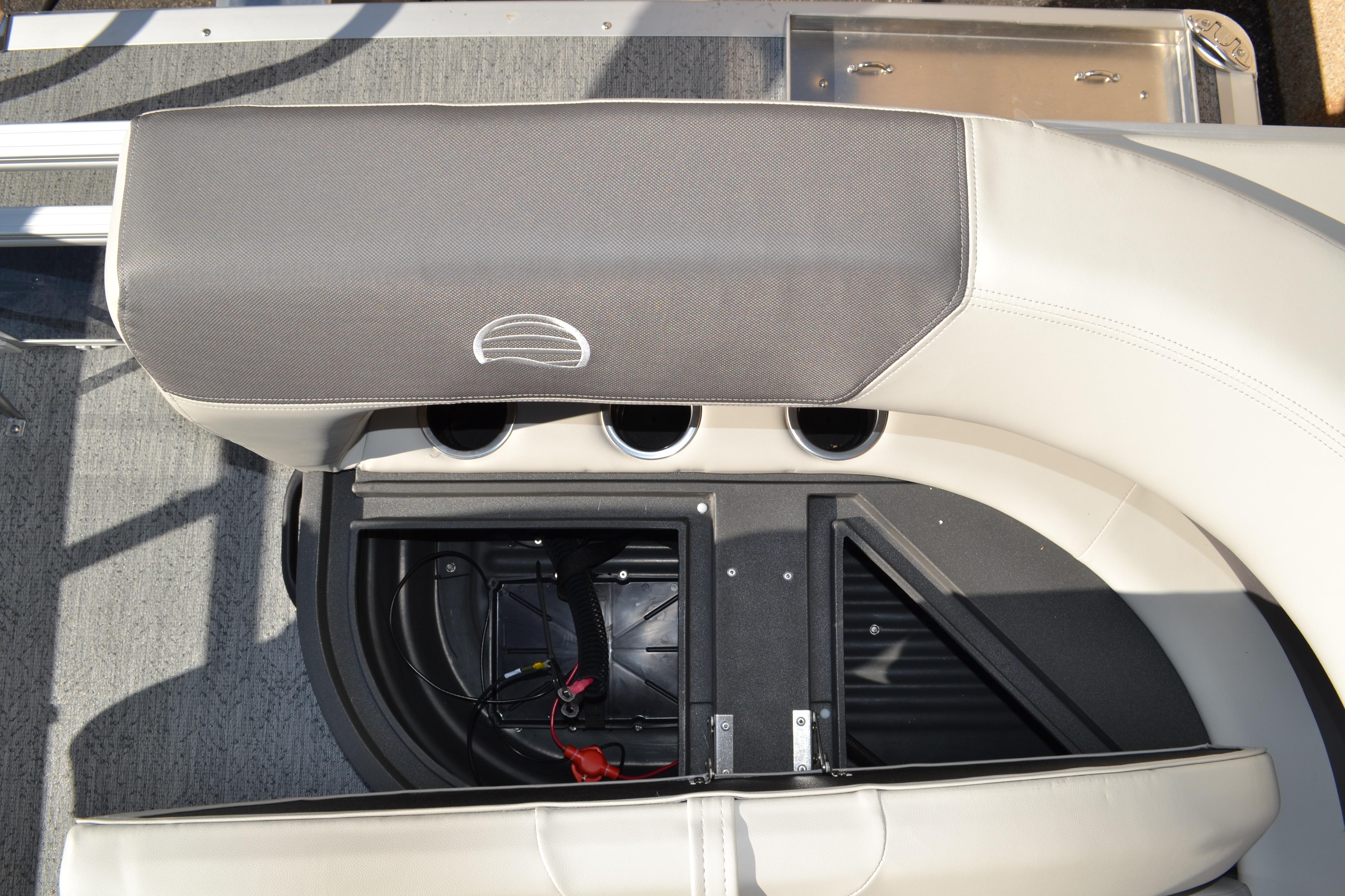 2026 Sun Tracker Bass Buggy 16 XL Select boat seating and storage compartment.
