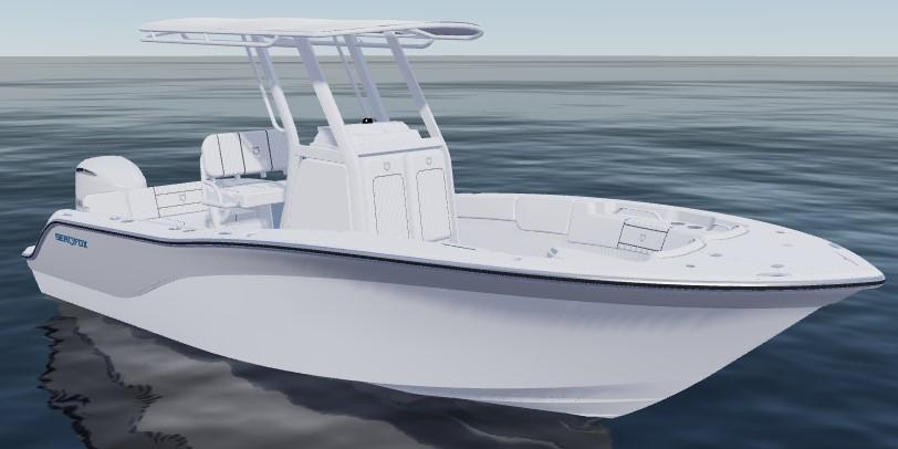 2026 Sea Fox 228 Commander boat on calm water, featuring sleek design and modern amenities.