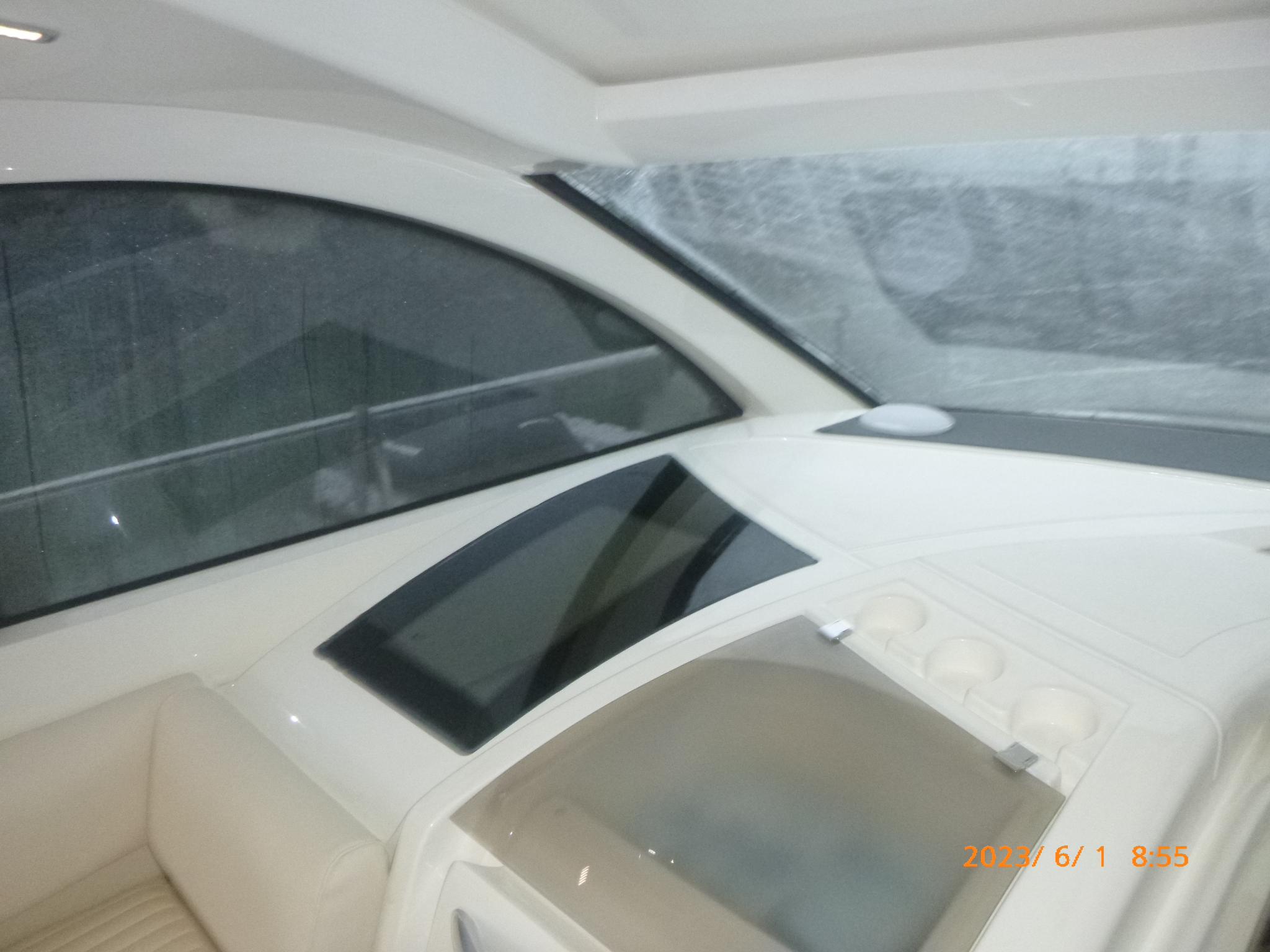 Interior view of 2007 Fairline Targa 52 GT yacht, featuring sleek design and modern controls.