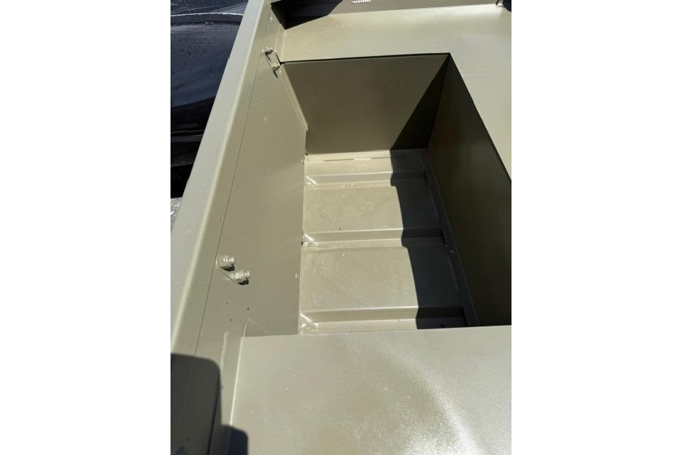 Interior view of 2026 Tracker Grizzly 12 Jon boat, showcasing sturdy construction.