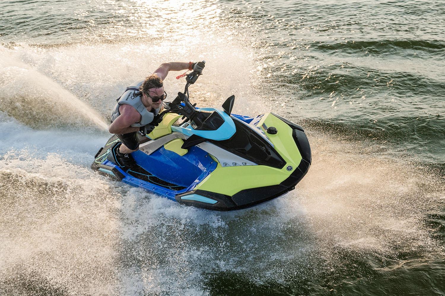 Manufacturer Provided Image: 2026 Yamaha WaveRunner JetBlaster PRO 2-Up speeding on water, creating dynamic splashes.