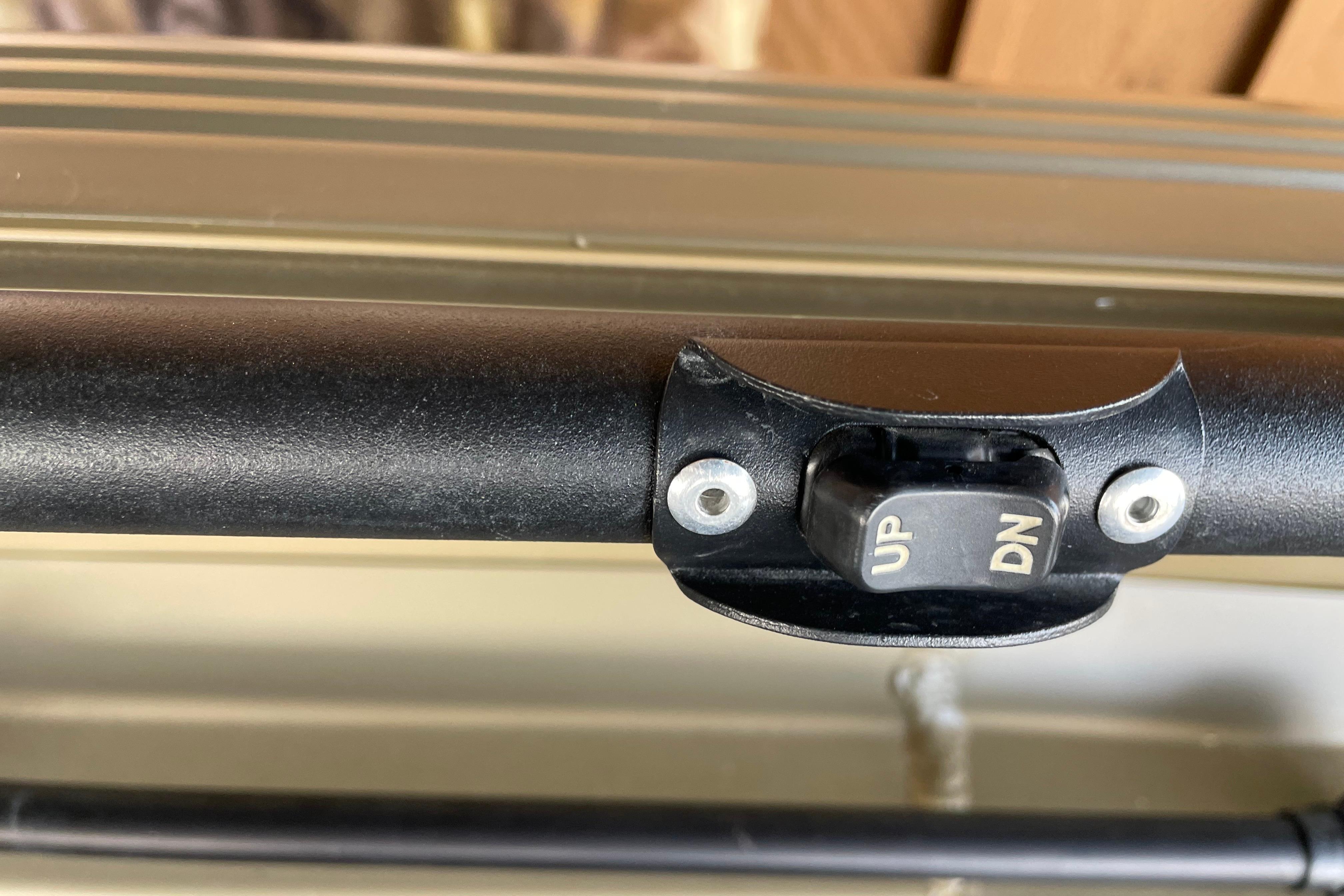 Close-up of a control switch labeled "UP" and "DN" on a 2025 Edge Duck Boats 550.